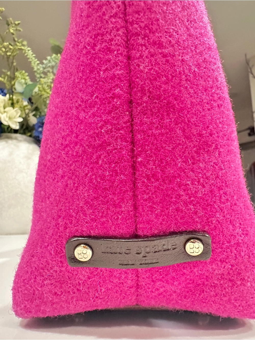 kate spade Hot Pink Wool Cape with Leather Logo Tab